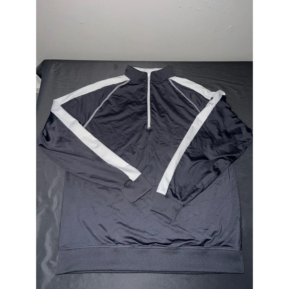 FootJoy Mens Quarter Zip Pullover Charcoal Gray White Bailey Ranch Logo Large